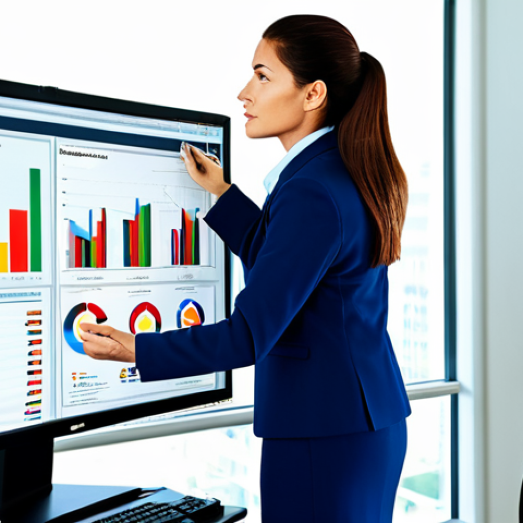 클라우드 서비스 제공업체의 고객 사례 연구 - **Prompt:** A professional businesswoman in a modest business suit, analyzing website traffic data o...