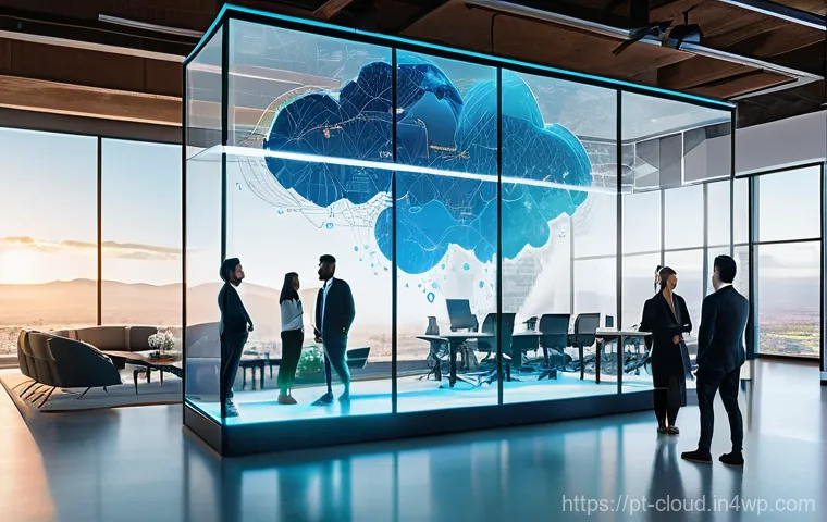 주요 클라우드 서비스 제공업체 비교 - "A diverse team of young entrepreneurs and developers, casually dressed in smart business attire, st...