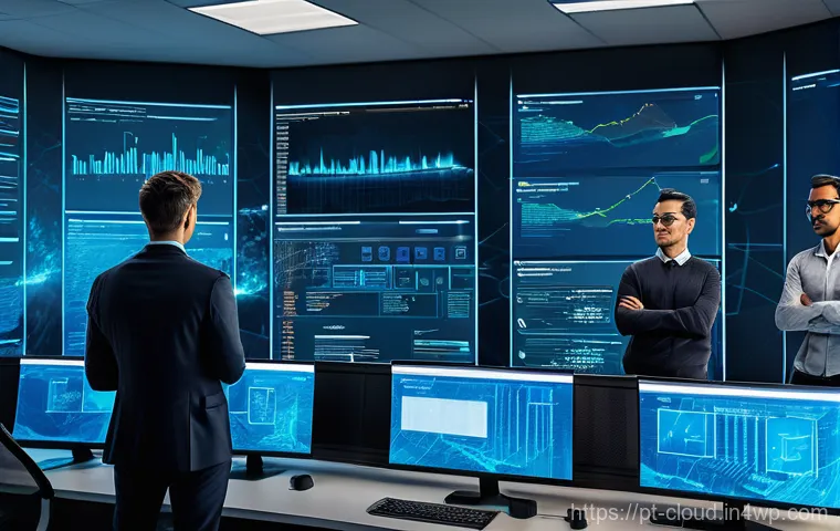 주요 클라우드 서비스 제공업체 비교 - "A focused data scientist, wearing professional but comfortable smart casual attire, stands in a sop...