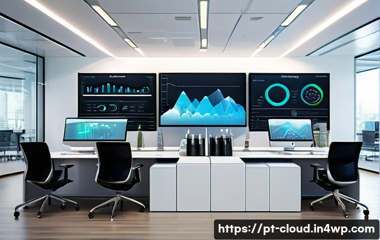 클라우드 서비스와 전통 IT 인프라 비교 - A modern corporate office environment showcasing a diverse team of professionals collaborating aroun...