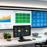 Home 18 AWS와 구글 클라우드 서비스 비교 - A modern Brazilian small business office setting with diverse professionals collaborating around a l...