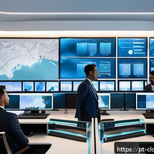 Home 17 클라우드 컴퓨팅 최신 트렌드 2023 - A futuristic cloud computing control room filled with diverse professionals from Brazil, interacting...