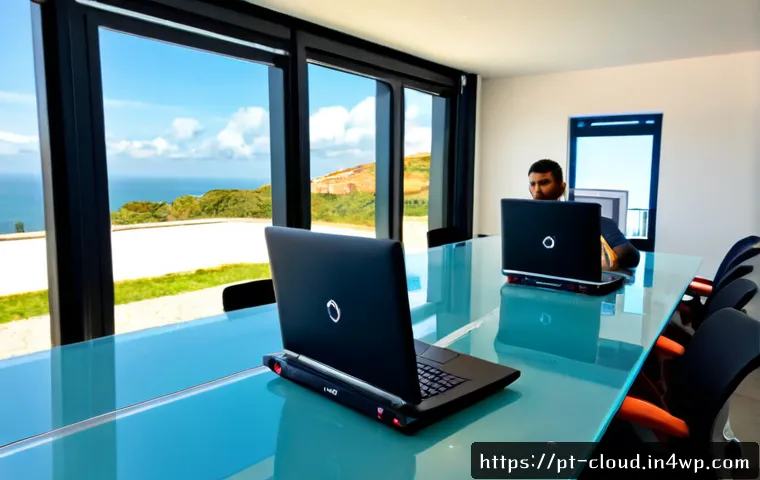 Home 17 클라우드 컴퓨팅의 기술 발전 방향 - Photorealistic modern cloud computing innovation scene in a bright Lisbon technology office, diverse...